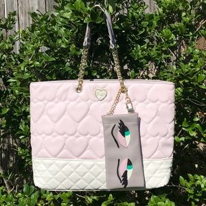 Betsey Johnson Blush Glasses Pouch Bag